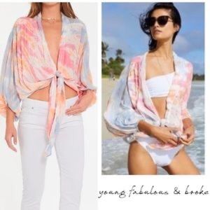 Young fabulous & broke tie dye tie front top